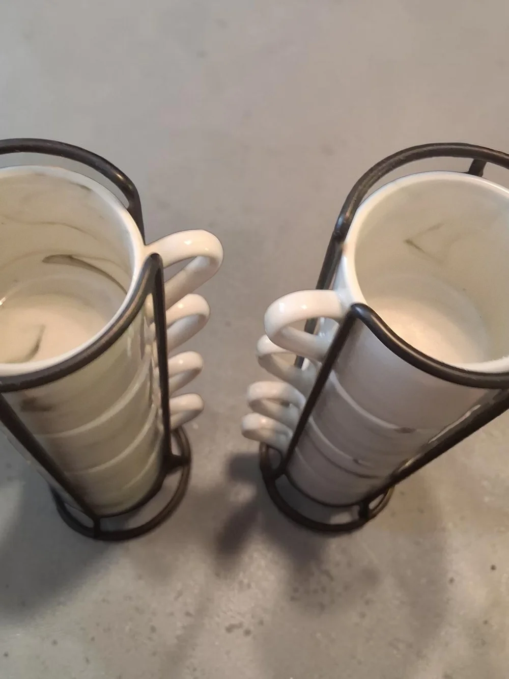 American Atelier ceramic espresso cups, modern marble pattern And Black Stand